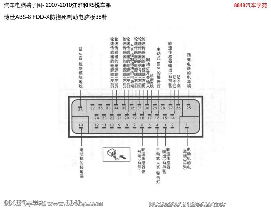 2007-2010江淮和悦RS-博世ABS-8 FDD-X防抱死制动电脑板38针